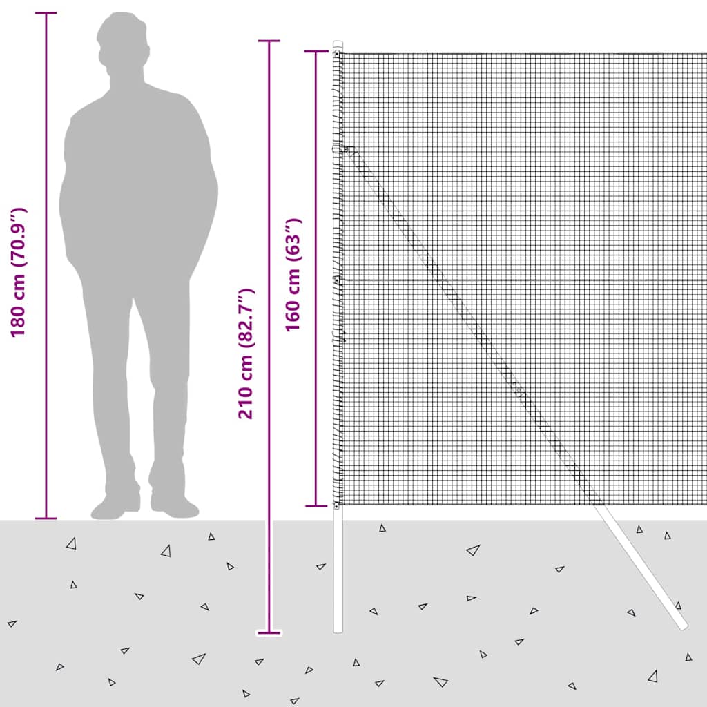 Plotový sloupek. Šedá 10 x 1,6 m (16 x 16 mm síť) Ocel a PVC - obrázek 15
