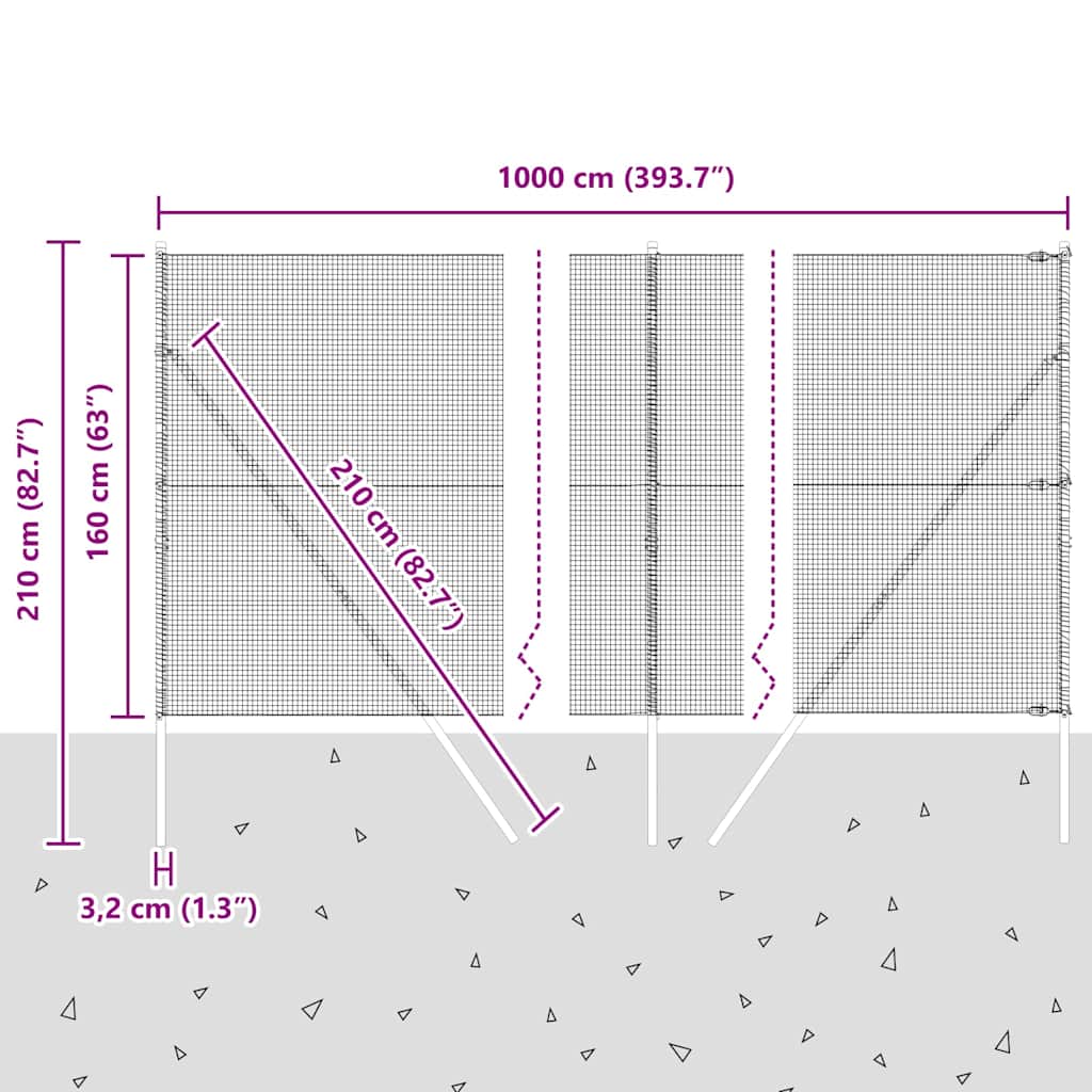 Steber ograje. Siva 10 x 1,6 m (16 x 16 mm mreža) Jeklo in PVC - slika 13