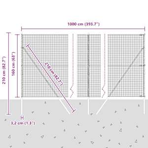 Zemní upevnění svařované drátěné ploty 10 x 1,6 m Šedá Síťovina - obrázek 13