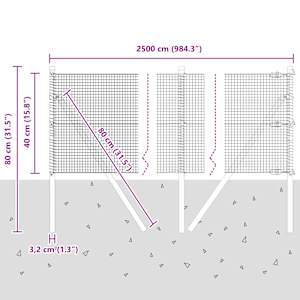 Venkovní svářený drátěný plot s upevněním do země 25 x 0,4 m - obrázek 13