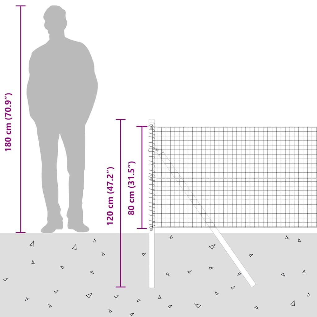 Plotový sloupek. Šedá 25 x 0,8 m (25 x 25 mm síť) Ocel a PVC - obrázek 15