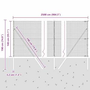Zemní upevnění svařované drátěné ploty 25 x 1,4 m Šedá Síťovina - obrázek 13