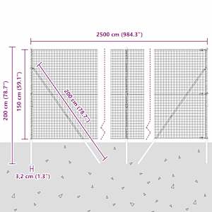 Zemní upevnění svařované drátěné ploty 25 x 1,5 m Šedá Síťovina - obrázek 13