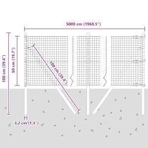 Zemní upevnění svařované drátěné ploty 50 x 0,5 m Šedá Síťovina - obrázek 13