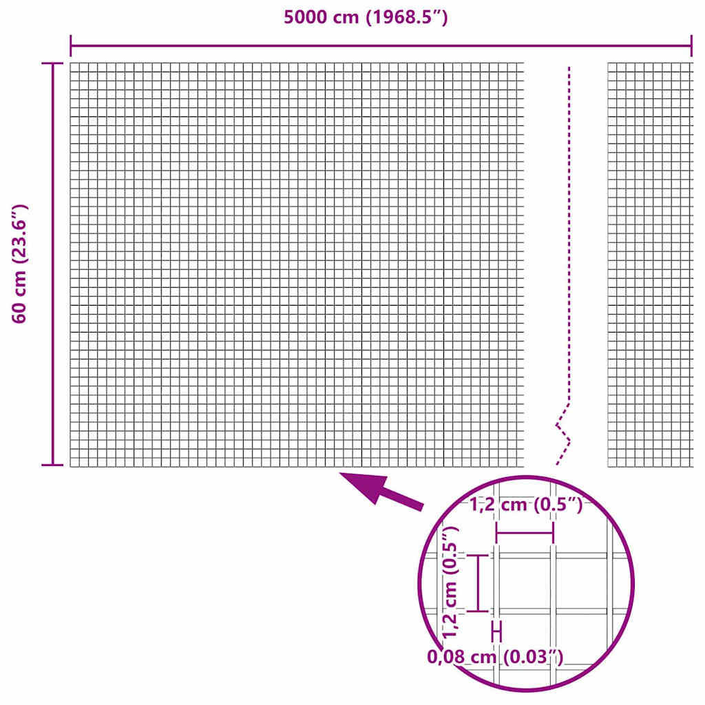 Plotový sloupek. Šedá 50 x 0,6 m (12 x 12 mm síť) Ocel a PVC - obrázek 14