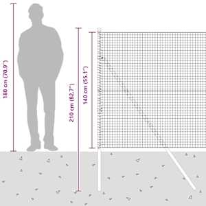 Plotový sloupek. Šedá 50 x 1,4 m (25 x 25 mm síť) Ocel a PVC - obrázek 15