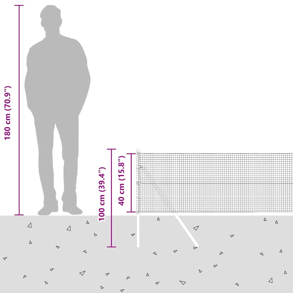 Plotový sloupek. Šedá 100 x 0,4 m (19 x 19 mm síť) Ocel a PVC - obrázek 15
