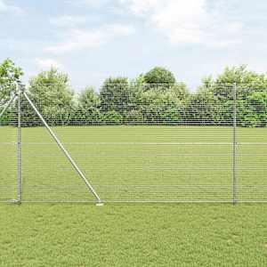 Venkovní svařovaný drátěný plot se hroty 10 x 1,5 m Stříbrná - obrázek 1