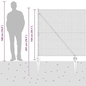 Venkovní svařovaný drátěný plot se hroty 10 x 1,5 m Stříbrná - obrázek 16