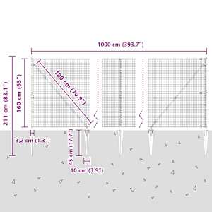 Svařované drátěné ploty s hroty 10 x 1,6 m Pozinkovaná ocel - obrázek 14