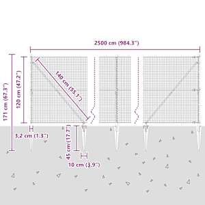Svařované drátěné ploty s hroty 25 x 1,2 m Pozinkovaná ocel - obrázek 14