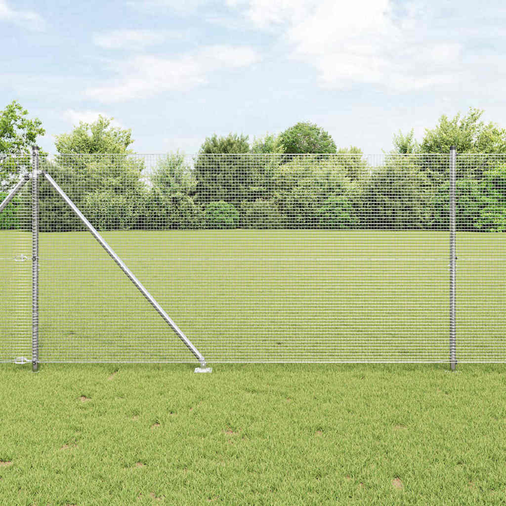 Svejset Trådhegn med 13 Spydposter 1.4x25 m Galvaniseret Stål