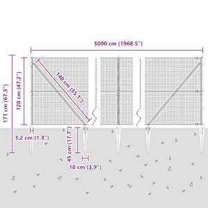 Svařované drátěné ploty s hroty 50 x 1,2 m Pozinkovaná ocel - obrázek 14