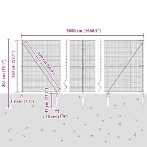 Svařované drátěné ploty s hroty 50 x 1,5 m Pozinkovaná ocel - obrázek 14