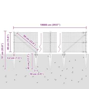 Venkovní svařovaný drátěný plot se hroty 100 x 0,4 m Stříbrná - obrázek 15