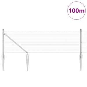 Venkovní svařovaný drátěný plot se hroty 100 x 0,6 m Stříbrná - obrázek 3