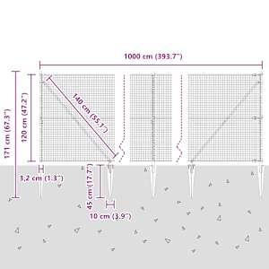 Venkovní svařovaný drátěný plot se hroty 10 x 1,2 m Zelená - obrázek 14