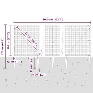 Svařované drátěné ploty s hroty Ocel a PVC Zelená Síťovina - obrázek 14