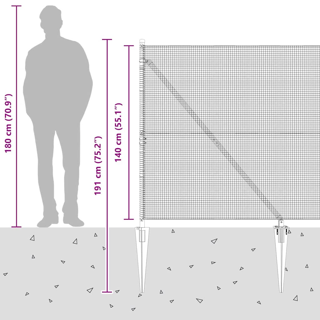 Svařované drátěné ploty s hroty Ocel a PVC Zelená Síťovina - obrázek 16