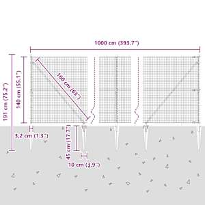 Svařované drátěné ploty s hroty 10 x 1,4 m Ocel potažená PVC - obrázek 14