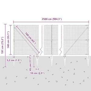 Svařované drátěné ploty s hroty 25 x 1,4 m Ocel potažená PVC - obrázek 14