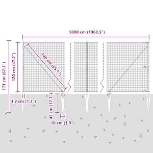 Svařované drátěné ploty s hroty 50 x 1,2 m Ocel potažená PVC - obrázek 14