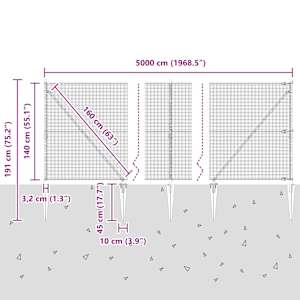 Svařované drátěné ploty s hroty 50 x 1,4 m Ocel potažená PVC - obrázek 14