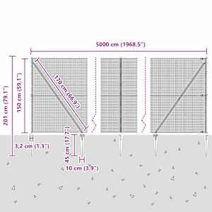 Svařované drátěné ploty s hroty 50 x 1,5 m Ocel potažená PVC - obrázek 14