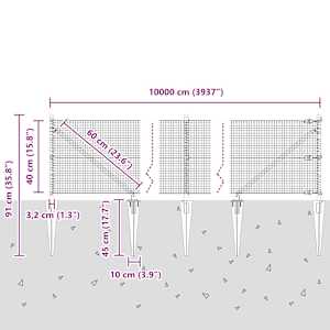 Venkovní svařovaný drátěný plot se hroty 100 x 0,4 m Zelená - obrázek 14