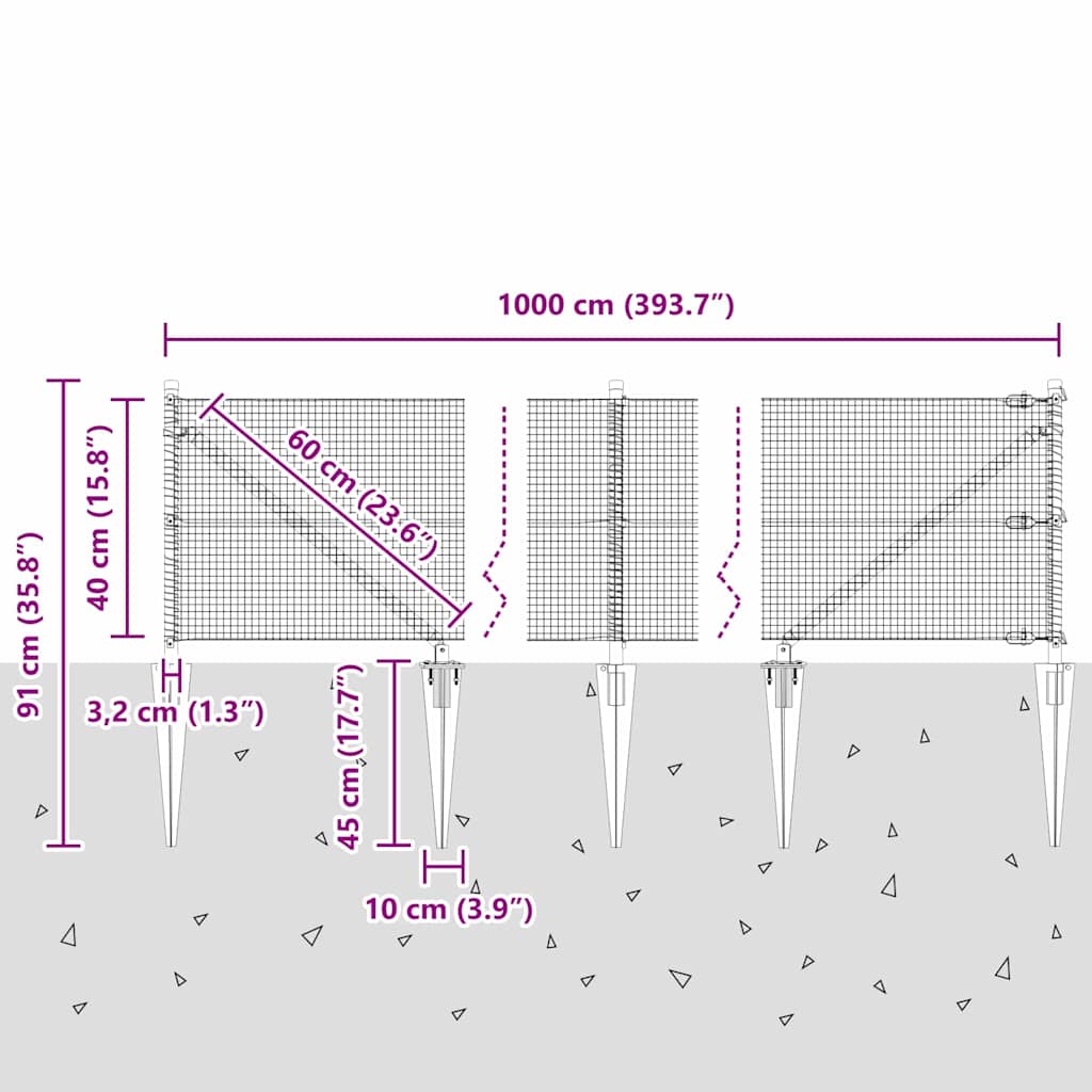 Svařované drátěné ploty s hroty Ocel a PVC Šedá Síťovina - obrázek 14