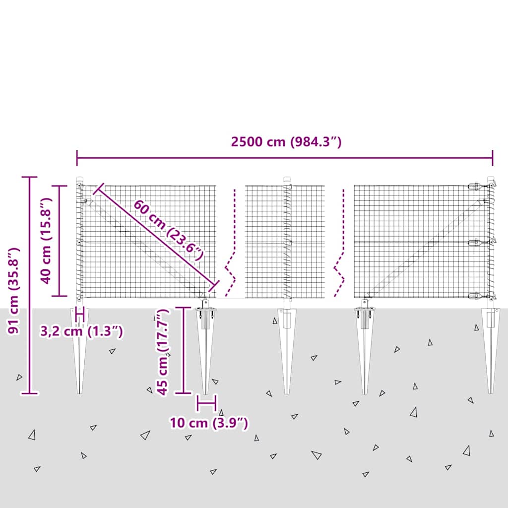 Svařované drátěné ploty s hroty Ocel a PVC Šedá Síťovina - obrázek 14