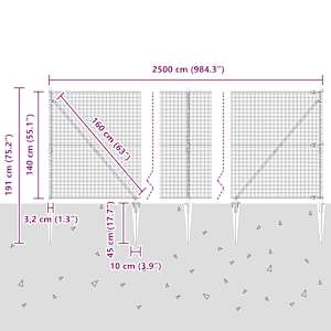 Svařované drátěné ploty s hroty 25 x 1,4 m Ocel potažená PVC - obrázek 14