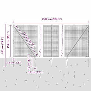 Svařované drátěné ploty s hroty 25 x 1,5 m Ocel potažená PVC - obrázek 14