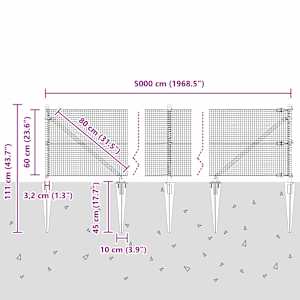 Venkovní svařovaný drátěný plot se hroty 50 x 0,6 m Šedá - obrázek 14