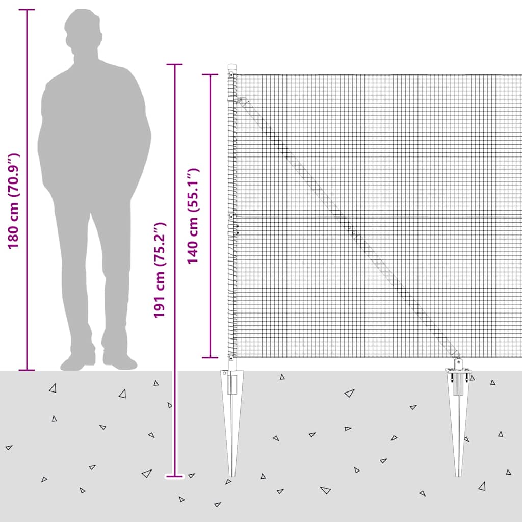 Svařované drátěné ploty s hroty Ocel a PVC Šedá Síťovina - obrázek 16