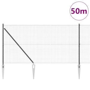 Plotový sloupek. Šedá 50 x 1,4 m (25 x 25 mm síť) Ocel a PVC - obrázek 3