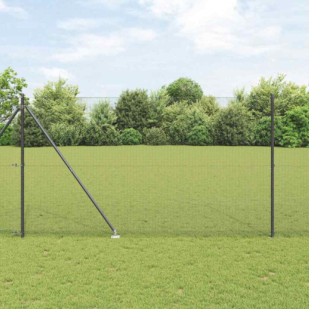 Svejst Trådhegn med 13 Spids Stolper Grå 1.5x50 m Stål