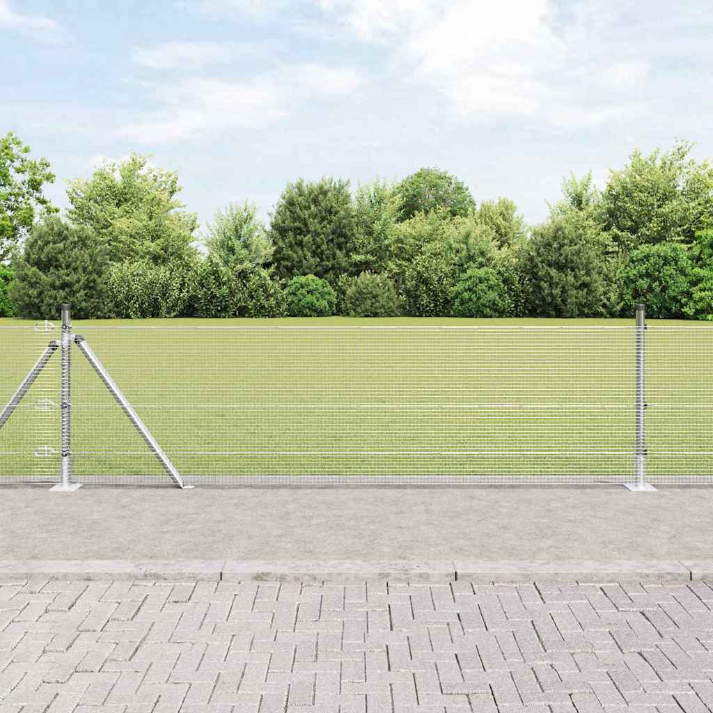 Svejset Trådhægn med 7 Flangeret Poster 0,4x10 m Galvaniseret Stål