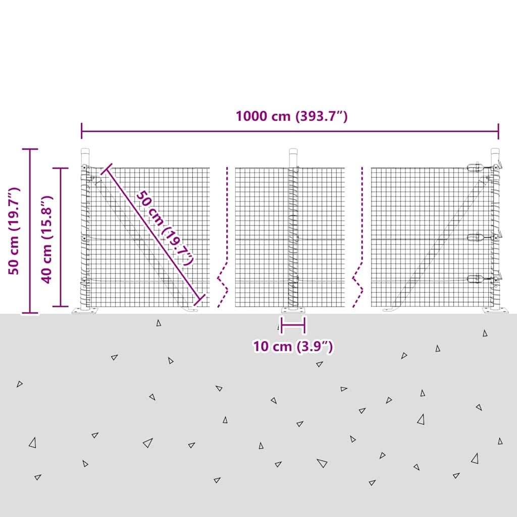 Plotový sloupek. Stříbrná 10 x 0,4 m (19 x 19 mm síť) Ocel - obrázek 15