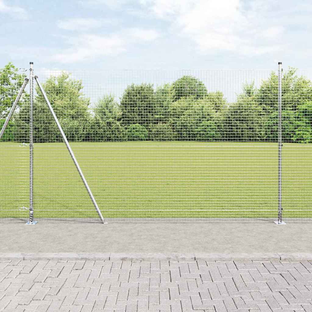Svetset Trådgitter med 7 Flangede Stolper 1.6x10 m Galvaniseret Stål