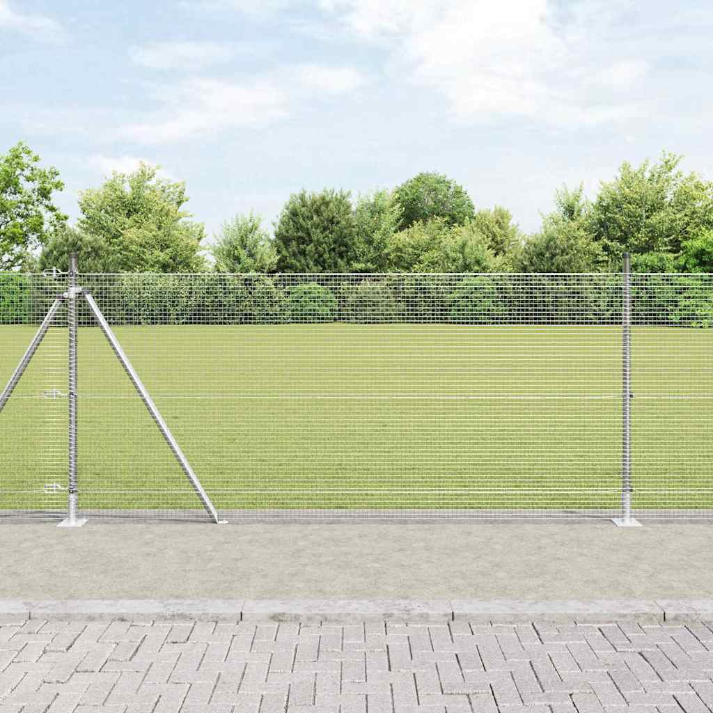 svejset trådgitter med 13 flangerede stolper 1x50 m galvaniseret stål