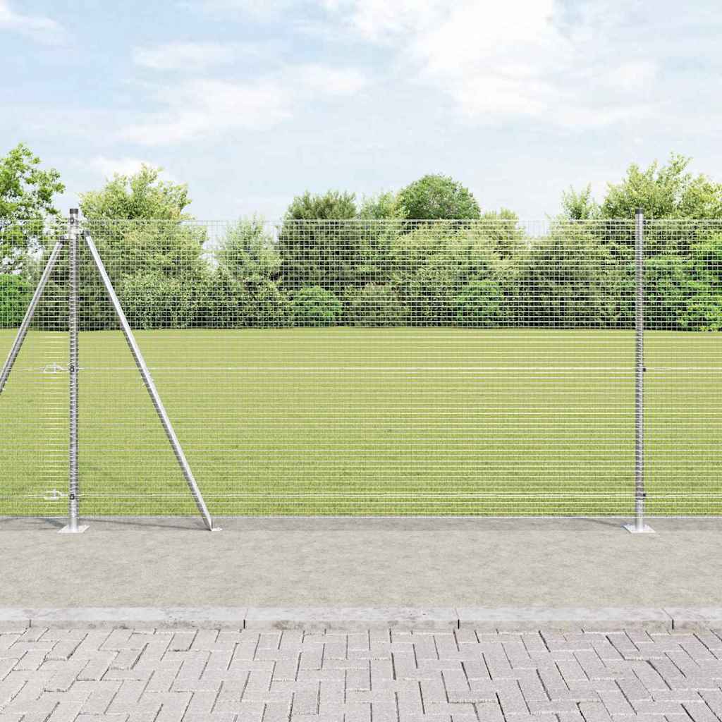 Svejset Trådhegn med 13 Flange Stolper 1,2x50 m Galvaniseret Stål