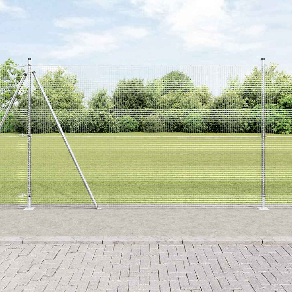 Svejset Trådhegn med 13 Flangestolper 1.4x50 m Galvaniseret Stål