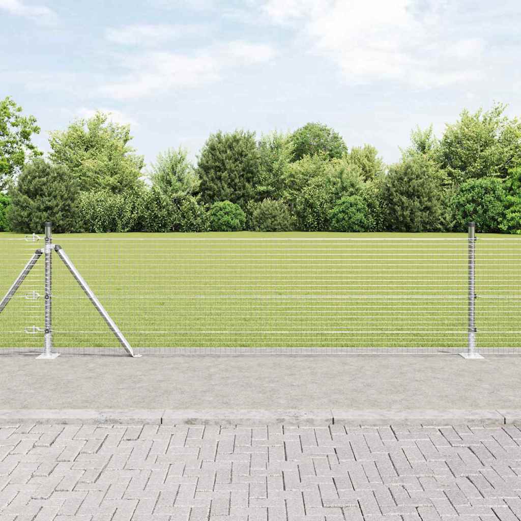 Svejset Trådhæg med 13 Flangerede Stolper 0.5x100 m Galvaniseret Stål