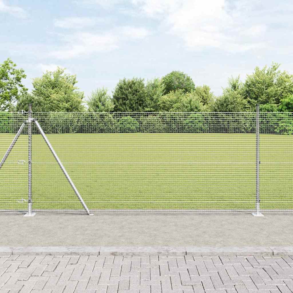 Svejset Trådhæk med 13 Flangede Poster 1x100 m Galvaniseret Stål
