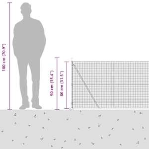 Plotový sloupek. Zelená 10 x 0,8 m (12 x 12 mm síť) Ocel a PVC - obrázek 17