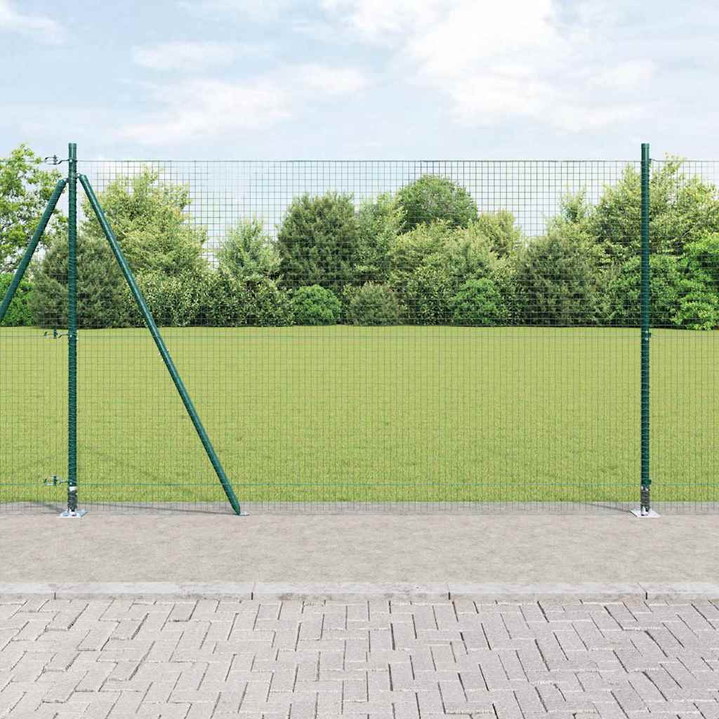 Grøn hegnspost sæt Sæt af 2 Grøn Pulverlakeret stål 10 x 1,5 m