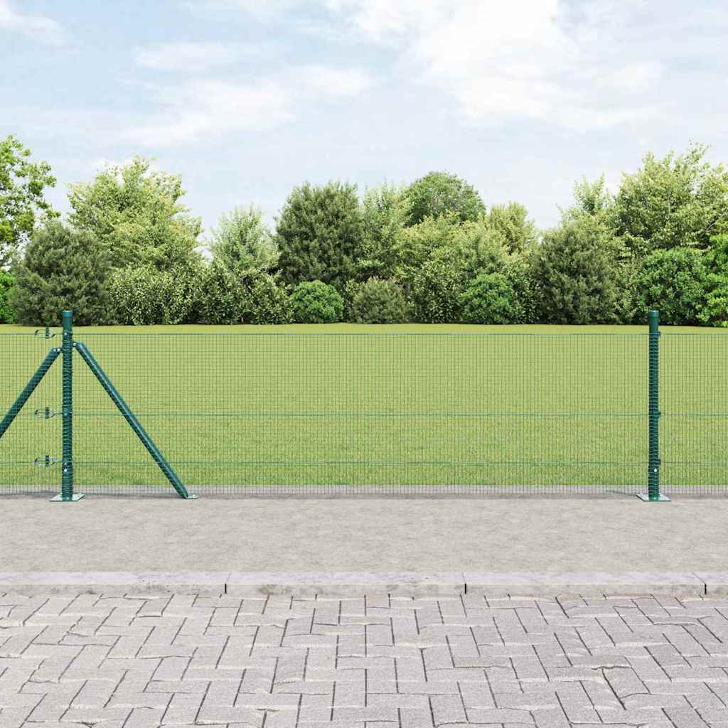 Zvarený drôtený plot s 13 prírubovými stĺpmi Zelená 0.5x25 m Oceľ 3352423