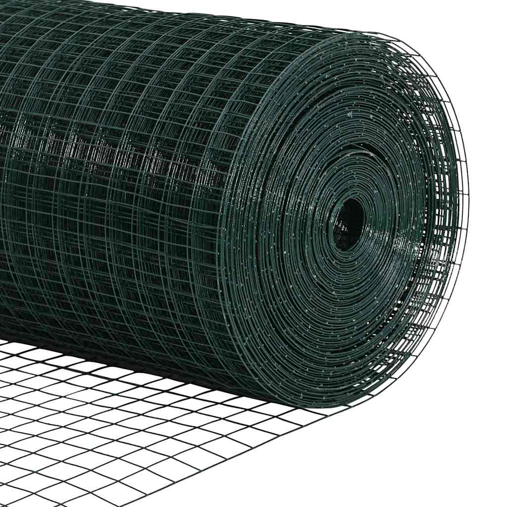 Kerítés oszlopokkal Zöld 25 x 0.5 m 