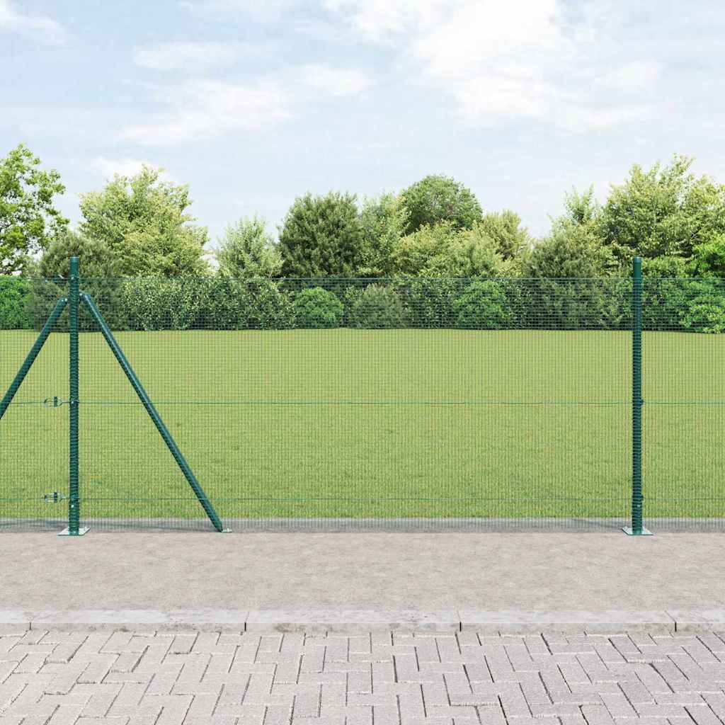 Hegn Stolpe Sæt Sæt af 2 Grøn Stål, PVC 25 x 1 m Holdbar